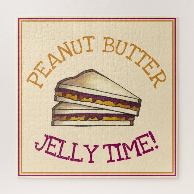 Puzzle Peanut Butter Jelly Time PBJ Sandwich Lunch Foodie (Vertical)