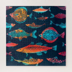 Puzzle Peces acuarelas: Azul profundo sin foco