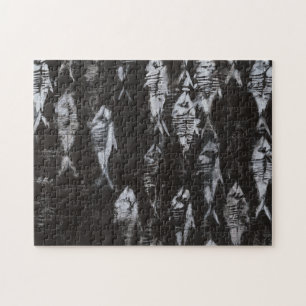 Puzzle Peces blancos fósiles en fondo negro