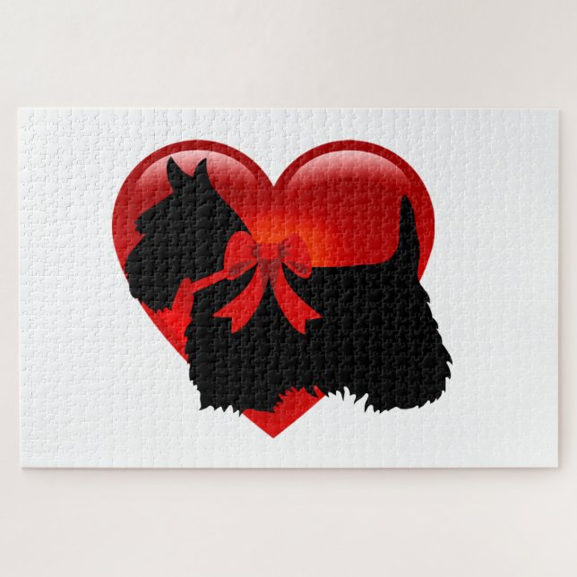 Puzzle Pedazo negro del sihouette heart/1014 de Terrier (Horizontal)