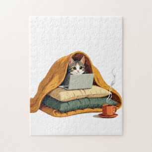 Puzzle Pegatina de fuerte de manta de gato en modo superv