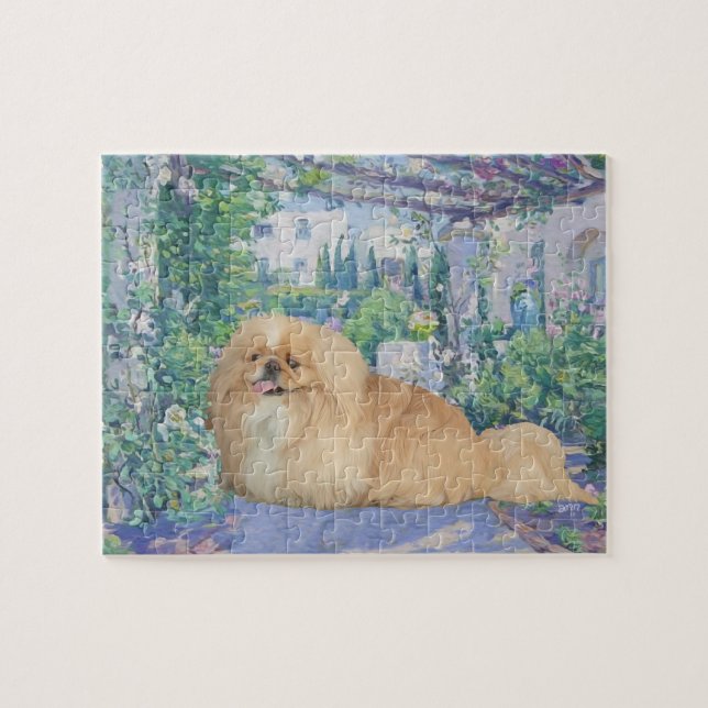 Puzzle Pekingés en lavanda (Horizontal)