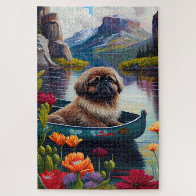 Puzzle Pekingese en un remo: Una aventura escénica (Vertical)
