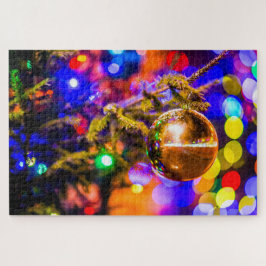 Puzzle Pelota con ornamento amarillo, luces brillantes