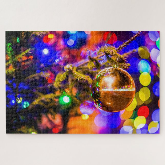 Puzzle Pelota con ornamento amarillo, luces brillantes (Horizontal)