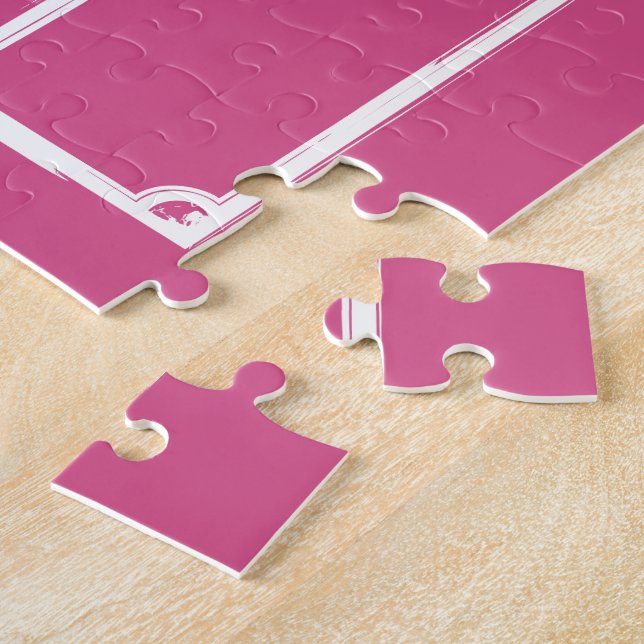 Puzzle Pelota de fútbol personalizada y rosa de campo (Lado)