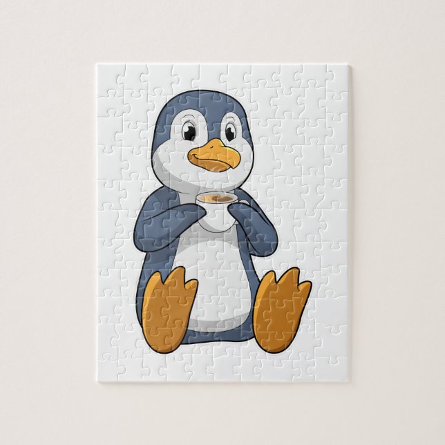Puzzle Penguin con Copa de Café (Vertical)