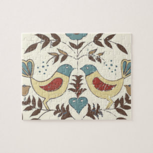 Puzzle Pennsylvania Dutch Amish Hex Rótulo Bird Americana