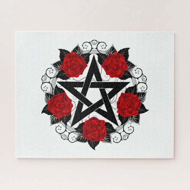 Puzzle Pentagram con rosas rojas (Horizontal)
