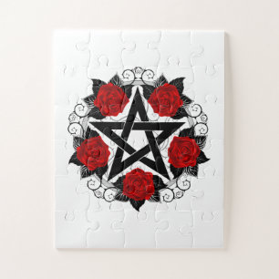 Puzzle Pentagram con rosas rojas