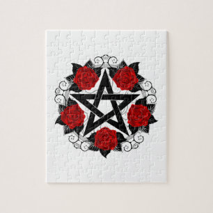Puzzle Pentagram con rosas rojas