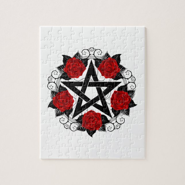 Puzzle Pentagram con rosas rojas (Vertical)