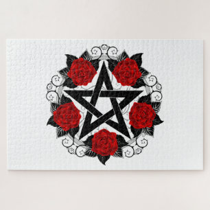 Puzzle Pentagram con rosas rojas