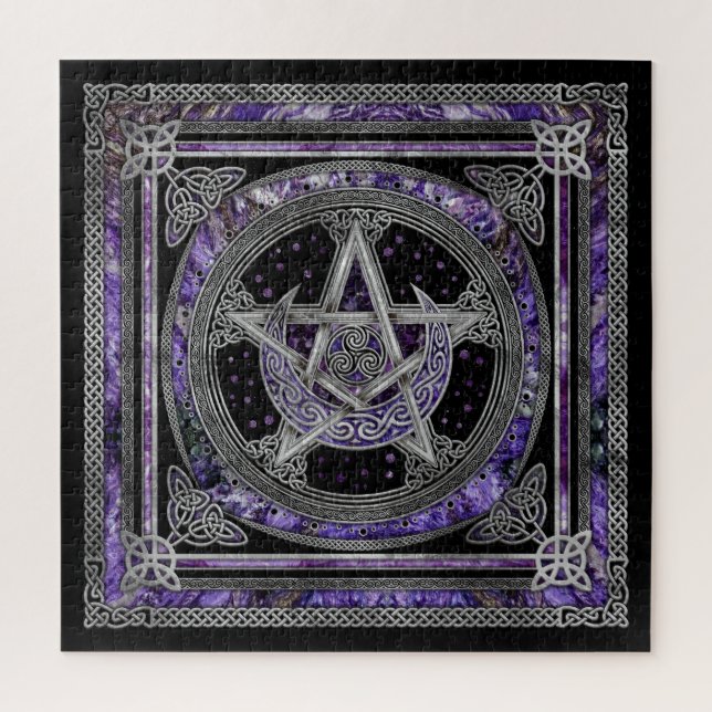 Puzzle Pentagram Triskelion Ametist Moon (Vertical)