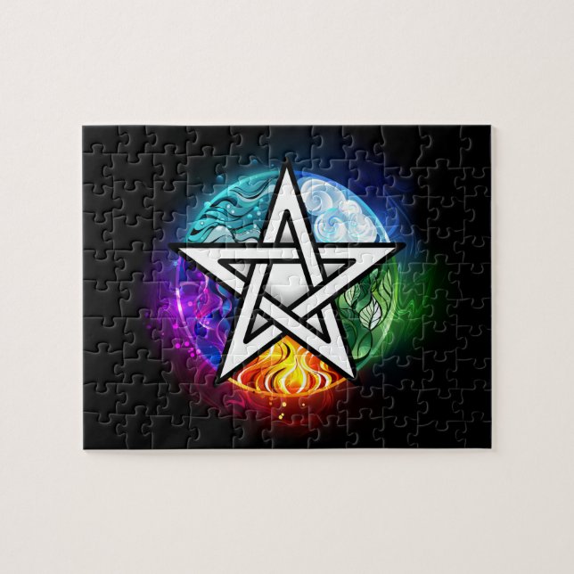 Puzzle pentagrama wiccano (Horizontal)