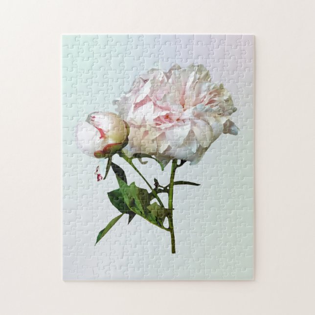 Puzzle Peonía Rosa Pálido y Capullo (Vertical)