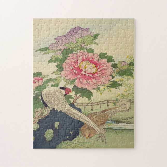 Puzzle Peony, arte japonés faisán (Vertical)