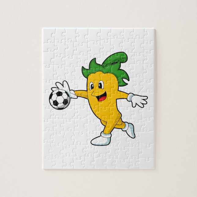 Puzzle Pepper Vegan como jugador de fútbol con fútbol. PN (Vertical)