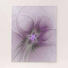 Puzzle Pequeña belleza arte floral fractal gris mauve mod