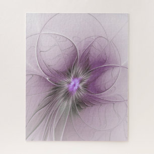 Puzzle Pequeña belleza arte floral fractal gris mauve mod