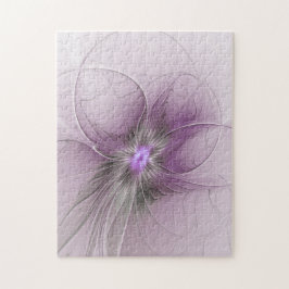 Puzzle Pequeña belleza arte floral fractal gris mauve mod
