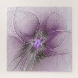 Puzzle Pequeña belleza arte floral fractal gris mauve mod