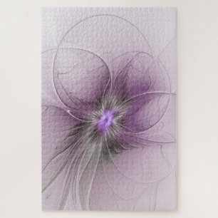 Puzzle Pequeña belleza arte floral fractal moderno gris m