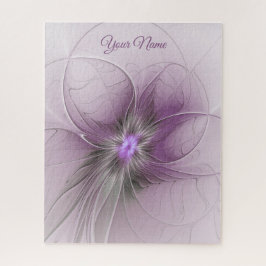 Puzzle Pequeña belleza fractal moderno gris mauve flor