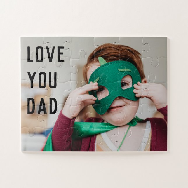 Puzzle Pequeña foto con el nombre del niño para papá (Horizontal)