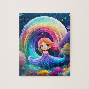 Puzzle Pequeña Princesa Cuidada Y Colorida Con Arcoiris