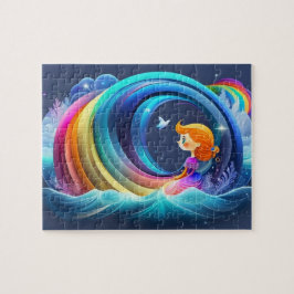 Puzzle Pequeña Princesa Cuidada Y Colorida Con Arcoiris