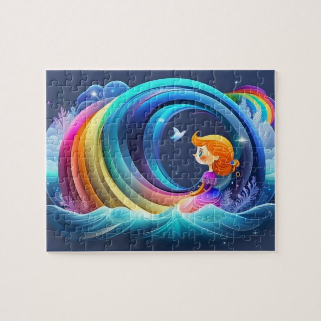 Puzzle Pequeña Princesa Cuidada Y Colorida Con Arcoiris (Horizontal)