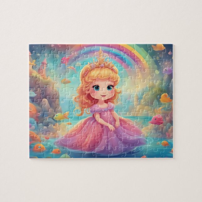 Puzzle Pequeña Princesa De Color Acuático (Horizontal)