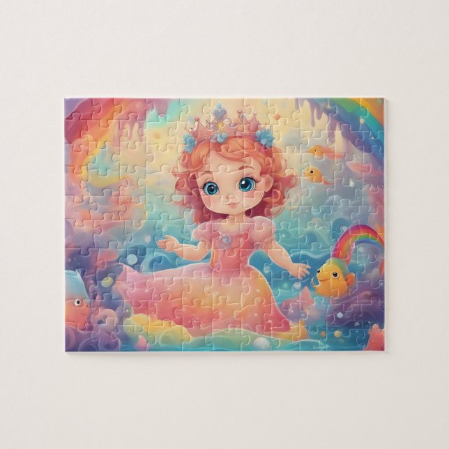 Puzzle Pequeña Princesa De Color Acuático (Horizontal)
