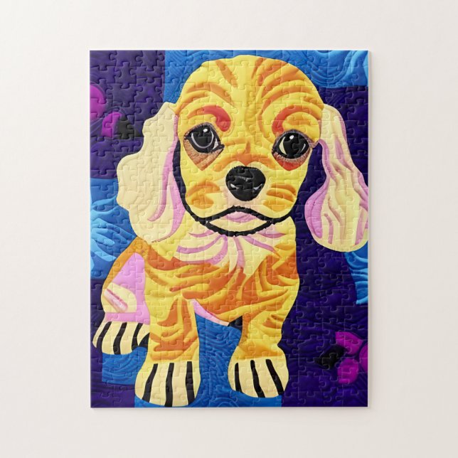Puzzle Pequeño Cocker Spaniel Puppy Quilly Like Design (Vertical)