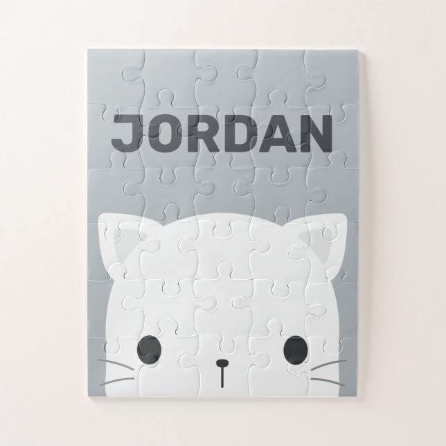 Puzzle Pequeño gato con nombre personalizado (Vertical)