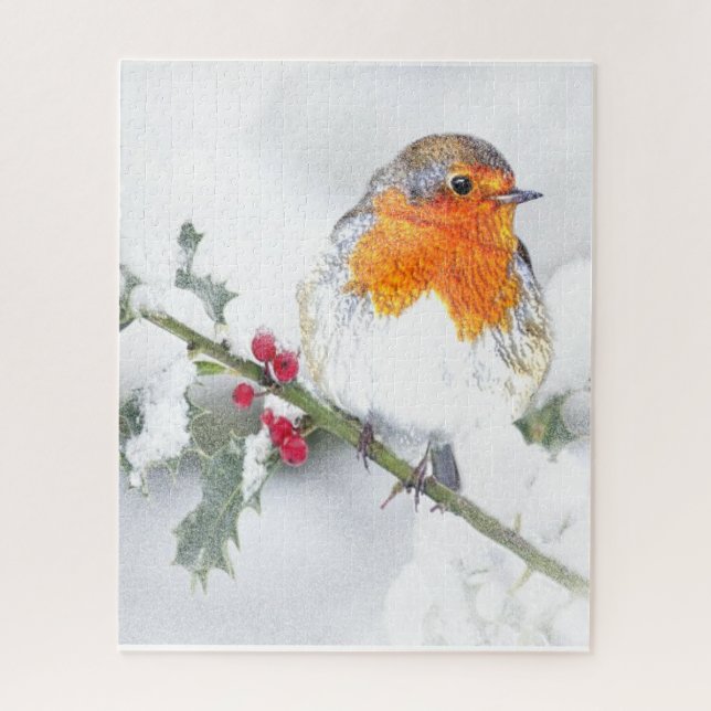 Puzzle Pequeño inglés estilo Robin y Holly Navidades Arte (Vertical)