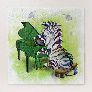 Puzzle Pequeño jugador de piano de cebra Personalizado de