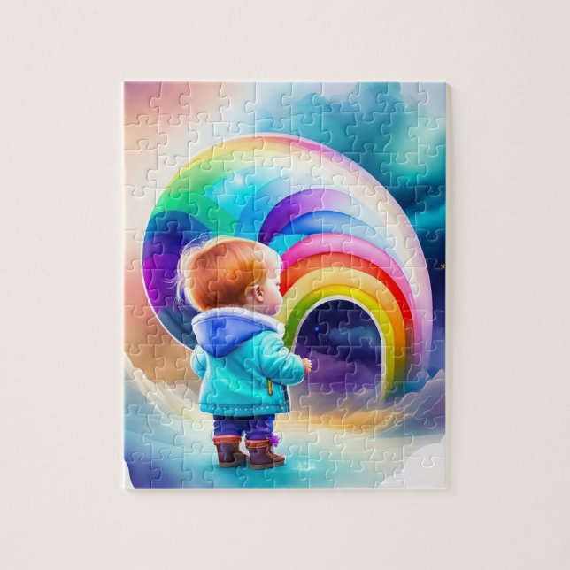 Puzzle Pequeño niño colorido mundo de fantasía arcoiris (Vertical)