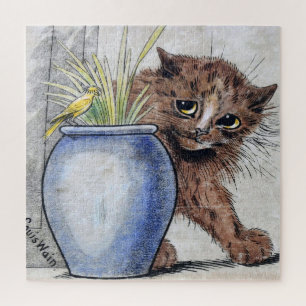 Puzzle Pequeño pájaro gato y amarillo, Louis Wain