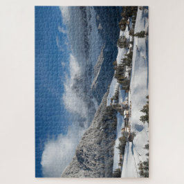 Puzzle Pequeño pueblo con las montañas de las dolomías en