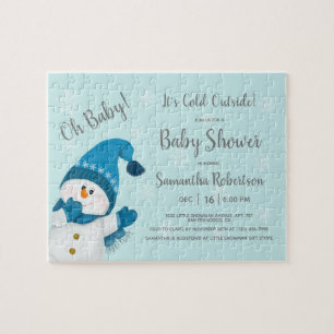 Puzzle Pequeño y lindo hombre de nieve invitando a Baby S