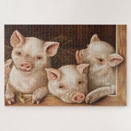 Puzzle Pequeños lechones en un granero de la granja
