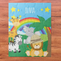 Pequeños niños Safari Jungla Animales y Nombre