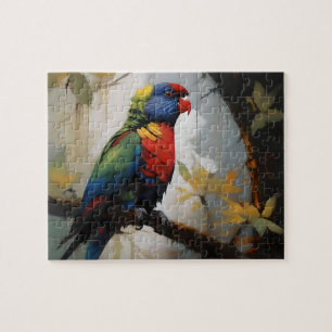 Puzzle Perca colorida: Un lucioperca arcoiris en el árbol