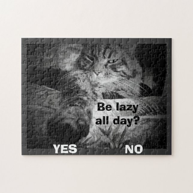 Puzzle perezoso todo el día? ¡El gato escoge sí! (Horizontal)
