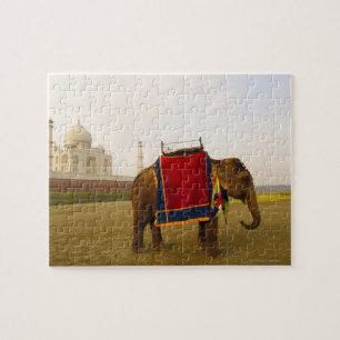 Puzzle Perfil paralelo de un elefante, Taj Mahal, India