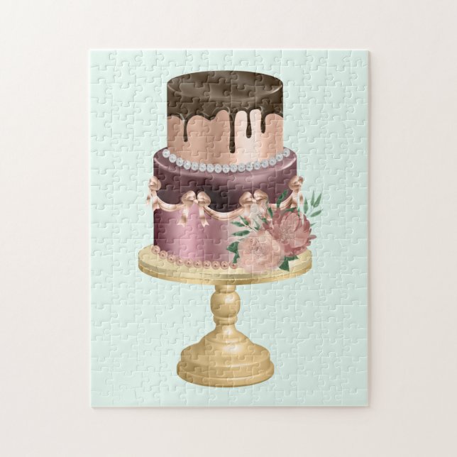 Puzzle Perforaciones de chocolate y pastel de lujo de oro (Vertical)