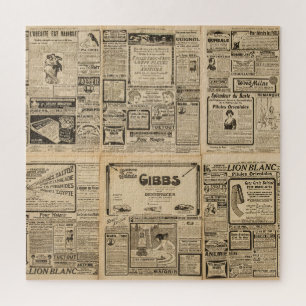 Puzzle Periódico antiguo: antecedentes de papel vintage.