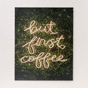 Puzzle Pero Primer Café, Neon Ilustra Cita Diciendo
